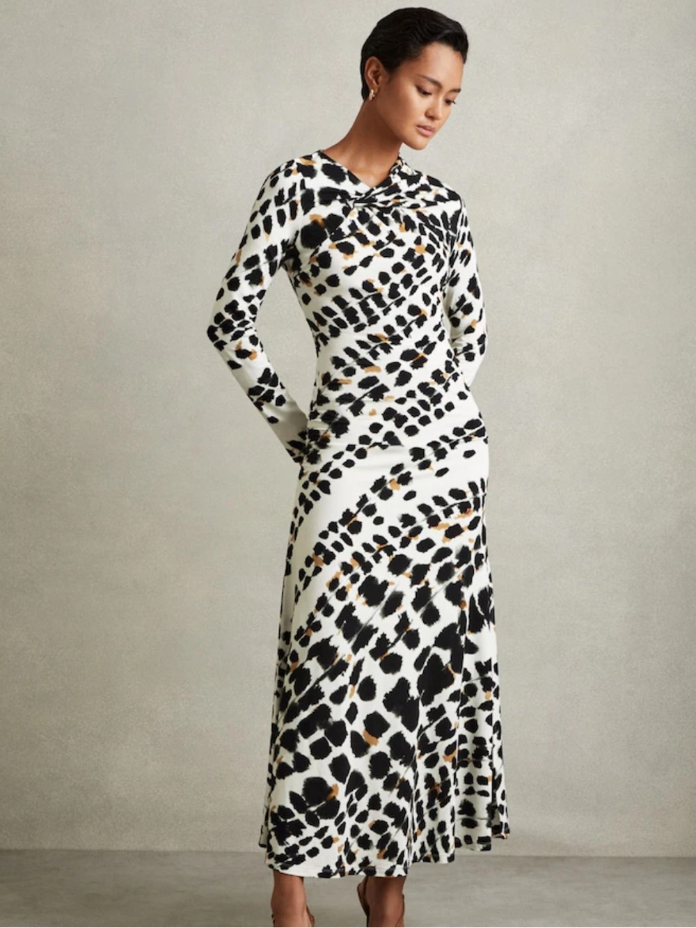 Reiss Vanita Printed Jersey Maxi Dress